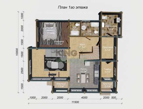 Двухэтажный теплый дом с балконом 10000х11500