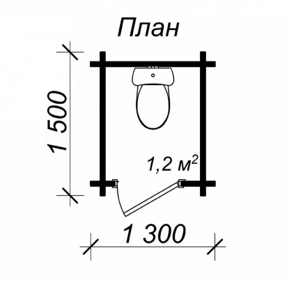 Деревянный туалет "ТАПА 3" 1500х1300 мм