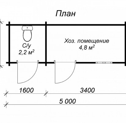 Хозблок "Талси" 5000х1800 мм с туалетом
