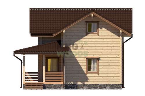 Двухэтажный дом из бруса с террасой и парной 8500x8900