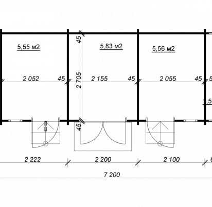 Хозблок с 3 отделениями 7200x3000 мм