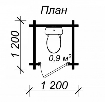 Деревянный туалет "ТАПА 2" 1200х1200 мм