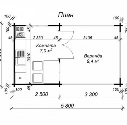Садовый дом "ИНСБРУК" 5800х3300 мм