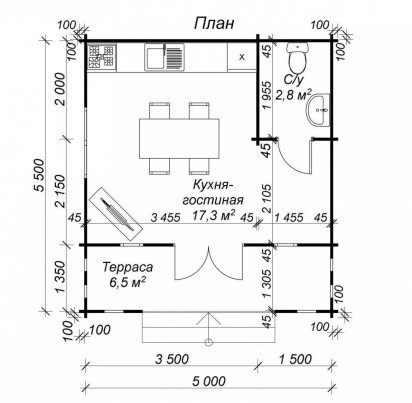 Гостевой дом "ОРДОС 3" 5500х5000 мм