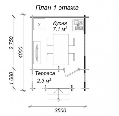 Садовый домик "Селла" 4000х3500 мм