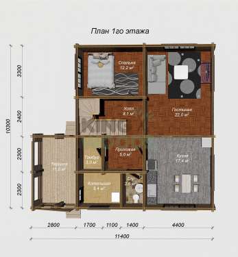 Двухэтажный теплый дом 10300х11400